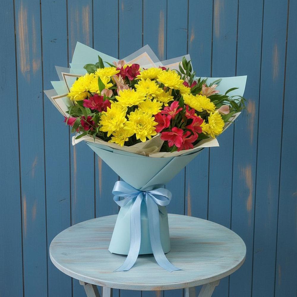 Букет цветов из: Альстромерии и Хризантемы в Дедовске