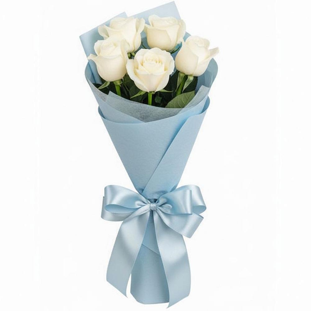 Букет 5 Белых роз Проуд в Дедовске