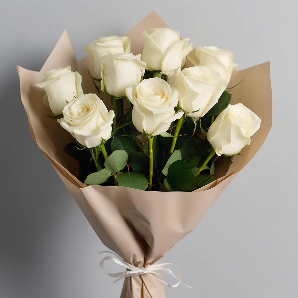 Букет 9 Белых роз Эдлесс Лав в Дедовске