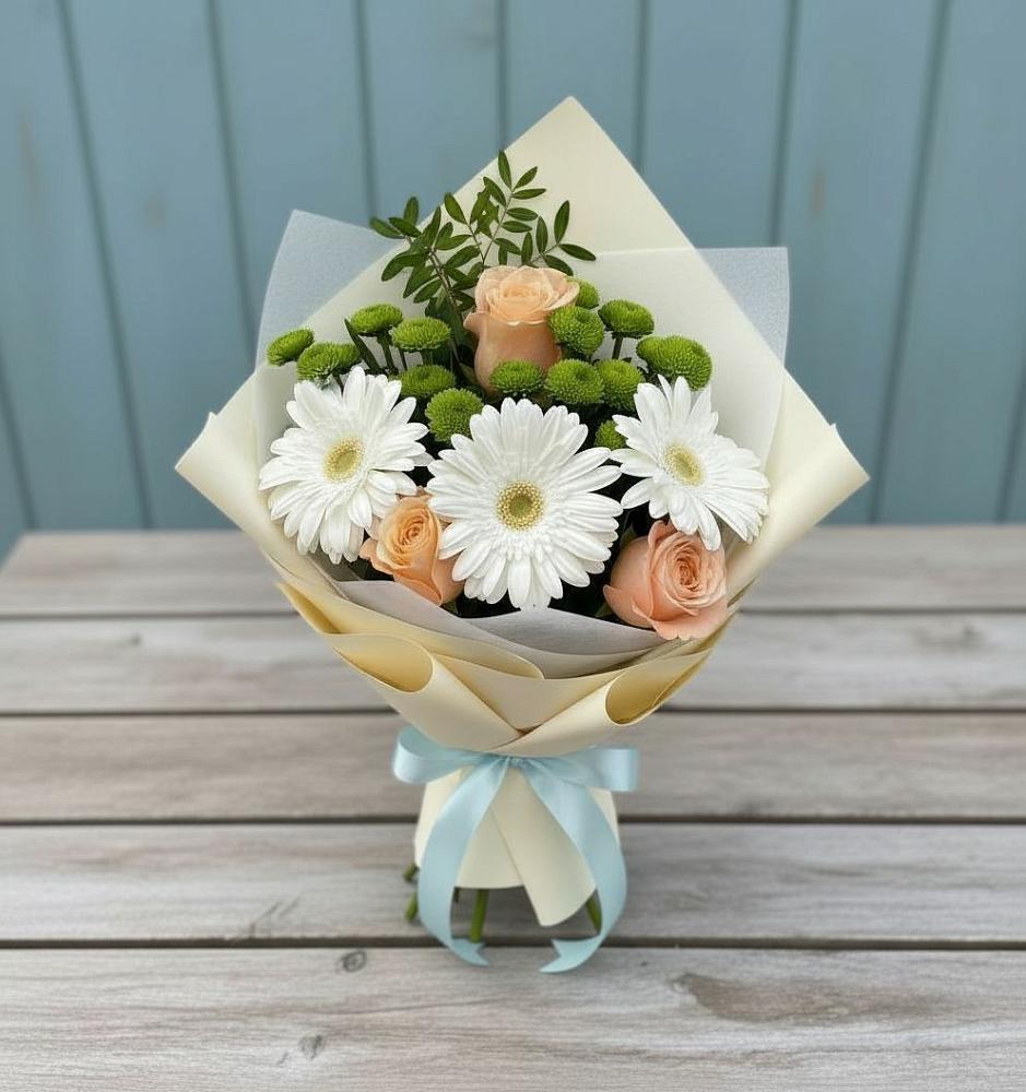 Букет цветов из: Герберы, Розы и Хризантемы в Дедовске