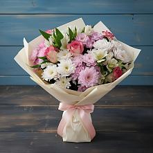 Букет цветов из:  Хризантемы, Альстромерии и Розы #REPLACE_PRED# Дедовске